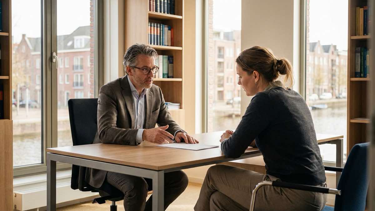 Jurist controleert de opgestelde managementovereenkomst met de ondernemer
