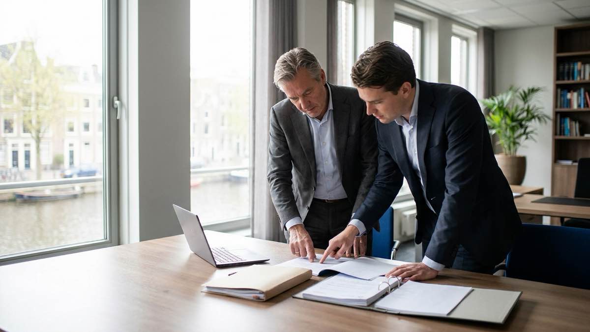 Werkgever en werknemer bespreken een arbeidsovereenkomst bepaalde tijd
