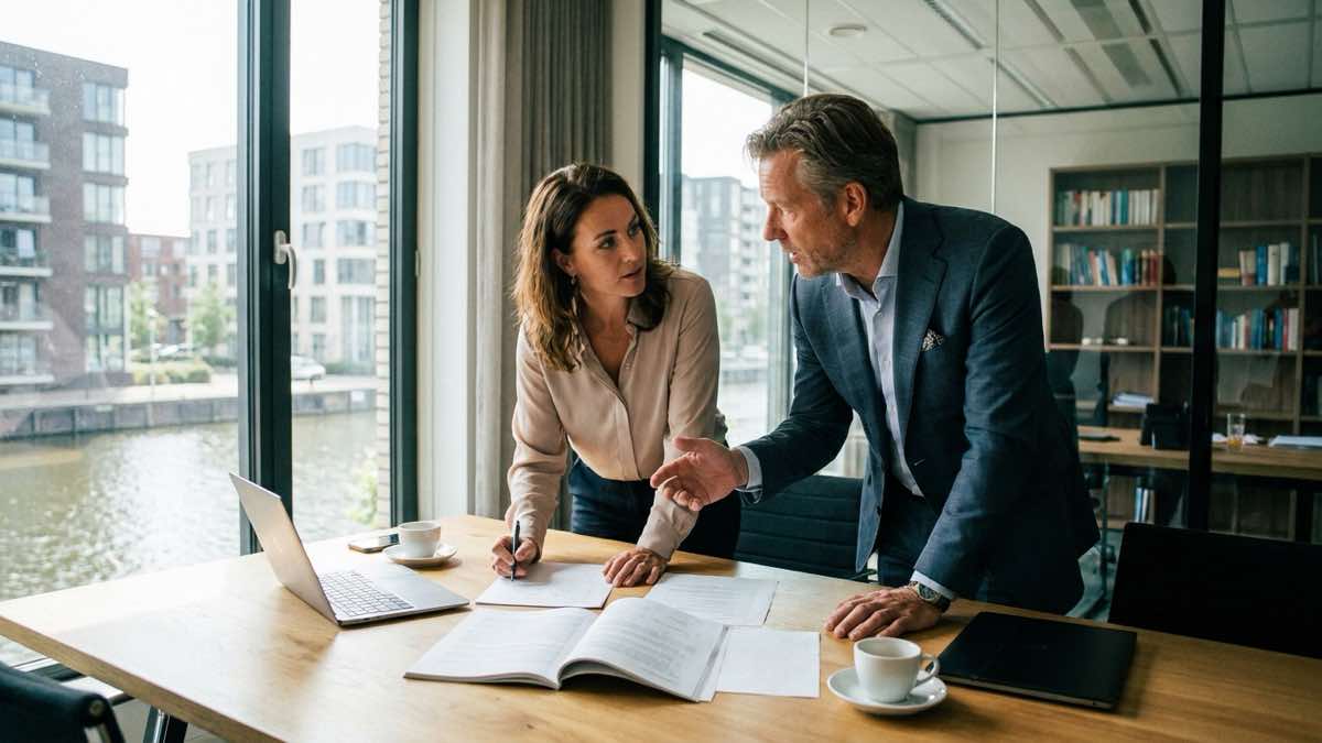 Entrepreneur discusses a confidentiality agreement with a lawyer